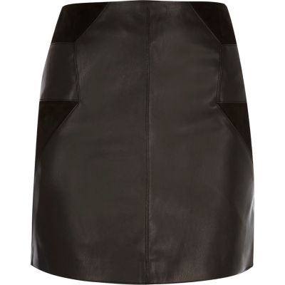 Black patchwork mini skirt